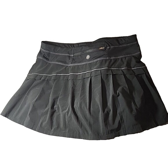 Athleta Pleated Skort Athletic Skirt Black Activewear with Zipper Pocket - Picture 1 of 9